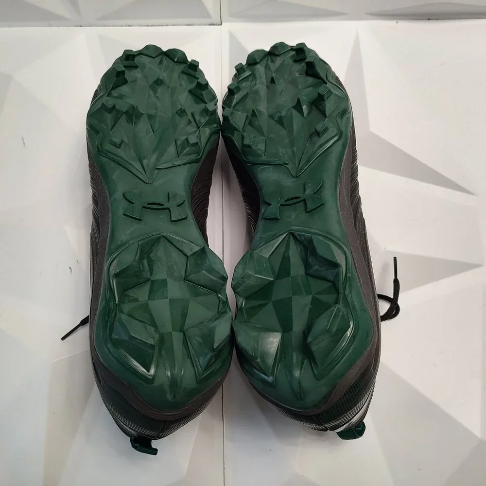 Under Armour Mens Football Cleat 16 Black Green Shoe Lacrosse Nitro Mid MC - Picture 7 of 10